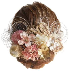 【特価商品】15点セット(ピンク)S7 　成人式　卒業式　結婚式　和装 ロメリ【１１色展開】髪飾り　水引　金箔　ドライフラワー Lomeri