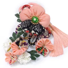 髪飾り 成人式 振袖 袴 ３点セット ピンク 椿 大人 浴衣 かんざし 簪 卒業式 フォーマル 結婚式 花飾り つまみ細工 ちりめん W58 W294-385 髪飾り ピンク m980　WSi