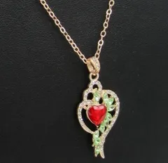 ハート ネックレス 赤 ルビー ラインストーン レッド ピンクゴールド クリスタル ハート型 ペンダント  プレゼント ラインストーン お洒落 キラキラ 贈り物 パーティ ドレス ダブルハート 人工宝石 かわいい  アクセサリー ジュエリー 綺麗 可愛い 赤色