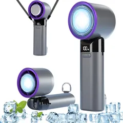 【新着商品】手持ち扇風機 5000mAh大容量バッテリー 小型 タイプc 軽量 充電式 DCモーター 風量・電池残量表示 携帯扇風機 【瞬間冷却&100段階風量調節】 接触冷感 ハンディ 暑さ対策 扇風機 クーラー 静音 5way 強力 手持ち・卓上・首掛け