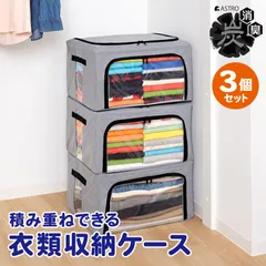 アストロ 公式 良品 活性炭消臭 ワイヤー入り 衣類収納ケース 3個組 消臭保管 積み重ねて収納できる 上からも前からも出し入れできる ホコリなどの汚れをガード 厚手生地 透明窓 持ち手 ネームホルダー 洋服 衣装ケース 収納袋 620-37のサムネイル