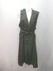 ◇ ◎ Ambre Neige アンブルネージュ ボタン 薄手 Vネック ノースリーブ ジャケット サイズF ブラック レディース E  【1308290061312】