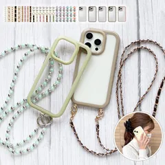 スマホケース ハード iPhoneケース【くすみフレームケース×ロングストラップ】249