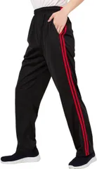 Y's factory ジャージ パンツ メンズ ストレート ロング 長ズボン ボトムス ポケット付き ウエストゴム 無地 サイドライン トレーニング ランニング 吸汗速乾 ゆったり Mサイズ( ブラックC,  M)