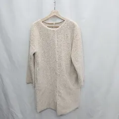 ■ ⊇ nano universe ナノ ユニバース ノーカラー 長袖 ボアコート サイズ38 ライトベージュ レディース E  【1503050011617】