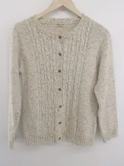 ◇ Samansa Mos2 総柄 長袖 ニット カーディガン サイズF ベージュ系 バーガンディ系 マルチ レディース P  【1301270007775】