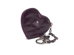 BURBERRY バーバリーブルーレーベル パテントレザー チェーン ハート ポーチ 小物入れ 小銭入れ 財布 ウォレット パープル系 DH7985