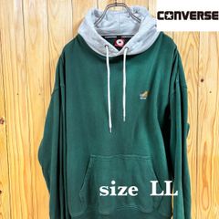 【古着】converse(コンバース)パーカー  LL グリーン フーディ 状態良い プルオーバー