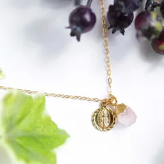 K14GF【prayer stone】祈り石・ネックレス［ローズクォーツ］