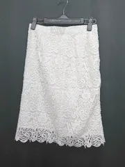 ◇ MISCH MASCH ミッシュマッシュ ウエストゴム 花柄 レース 膝丈 タイト スカート サイズS ホワイト レディース P  【1402270018874】