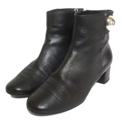 美品 Salvatore Ferragamo サルヴァトーレフェラガモ レザー アンクルブーツ ショートブーツ 5M 22.5cm相当 ブラック レディース 古着 中古 USED