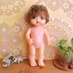 昭和ソフビベビー人形 可愛い ソフビ人形 ピンク ハイハイベイビー Hi hi baby 昭和
