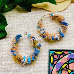 毛糸MIXフープピアス ハンドメイド