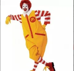 コスプレ 衣装 メンズ ピエロ マクドナルド風 つなぎ 仮装 ハロウィン パーティー赤いウィッグ付き