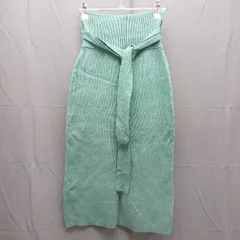 ◇ AZUL BY MOUSSY ニット シンプル ウエストゴム カジュアル ロング丈 タイト スカート サイズS グリーン系 レディース E  【1304050032349】