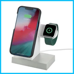 【数量限定】マグネット内蔵 7.5W スタンド ワイヤレス充電器 2in1 はめ込み式 【Magsafe規格のiPhone 14/13/12、Apple エレコム Watch 対応】 ホワイト W-MS05WH