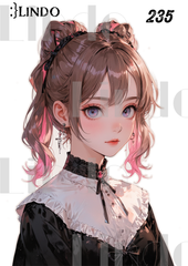 コラージュ素材　人物ステッカー　女の子　A6サイズ　5枚入り　シール　ノーカット　235
