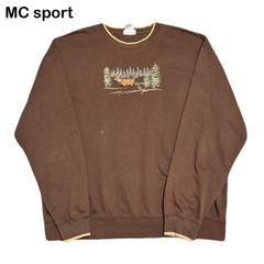 MC SPORT 海外古着 アニマルデザイン 鹿 deer トナカイ 刺繍 オーバーサイズ 大きめサイズ トレーナー スウェット メンズ レディース XXLサイズ