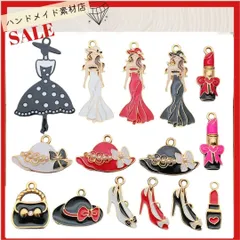 【15個】口紅 フラワー 花 リップ  5番 No.5 リボン パール 帽子 ハンドバッグハイヒール チャーム ジュエリー