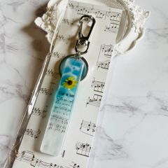 海とひまわり　楽譜　クリア　キーホルダー　シルバー　ブルー　スティック　月の光
