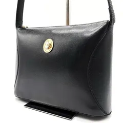 【良品】 Christian Dior クリスチャンディオール ワンショルダーバッグ トートバッグ オーバル ゴールド金具 ロゴ型押し ビンテージ ヴィンテージ 肩掛け 斜め掛け レザー レディース ブラック 黒色