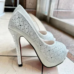 【再入荷】3276【12cmヒール】【22.5cm～25.0cm】￥5,900 BENEDETTA/ベネデッタ キラキラビジューオープントゥパンプス 3276 キラキラ 結婚式 パーティ キャバ ワンピース 美脚 お呼ばれ 靴 ハイヒール