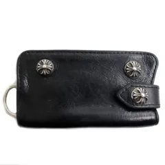 良品●CHROME HEARTS クロムハーツ クロスボール スナップ式 レザーキーケース/キーリング ブラック×シルバー メンズおすすめ◎のサムネイル