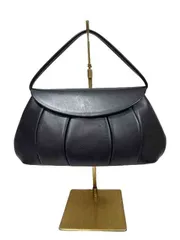 美品　シビラ　フォーマルハンドバッグ　黒　レザー シビラ】立体カットデザインハンドバッグ レザー黒 フォーマルバッグ