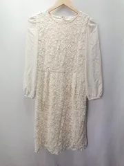 ◇ anatelier アナトリエ バックジップ レース 長袖 膝丈 ワンピース サイズ38 アイボリーベージュ系 レディース E  【1404240021518】