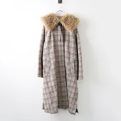 美品 2022AW ロイスクレヨン Lois CRAYON  受注コート ファーケープ付き チェック ウールフレアコート M /マルチ 【2400014079593】