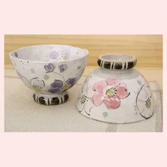 瀬戸焼　亜福窯　粉引色桜　飯碗／（１種選択／２種類）　40984,40983　◎2個目～大幅値引き対象商品　※陶器,民芸品,工芸品,可愛い,かわいい,高級感,手作り調,和食器,日本食,素朴,ギフト,レトロ,モダン,花柄,フラワー,お茶碗