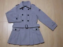 【中古】 ユーズド シスタージェニィ シスタージェニー sister jenni 130cm コート アウター グレー 無地 秋 冬 ★4 キッズ 子供服 女の子 ガールズ 女児 アウトレット リサイクル 古着