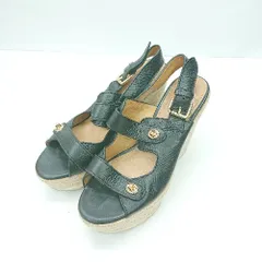 ◇ ⊂ COACH コーチ ベルト オープントゥ ミュールサンダル サイズ表記なし ブラック ベージュ レディース E  【1501160007148】