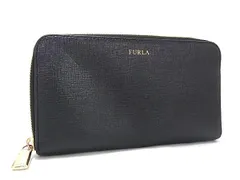 ■美品■ FURLA フルラ レザー ラウンドファスナー 長財布 ウォレット 札入れ 小銭入れ カード入れ レディース ブラック系 DH4698