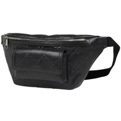 グッチ GUCCI GGエンボス ベルトバッグ ウエストバッグ ボディバッグ レザー ブラック 645093 メンズ 【中古】