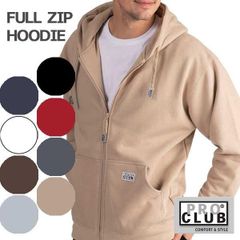 proclub-143　Khaki　PROCLUB　カーキー　プロクラブ フルジップアップパーカーFULL ZIP HOODIE フーディ ビックシルエット13OZ裏起毛 無地13オンス ゆったりサイズ　新品未使用