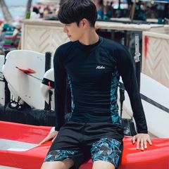 Men's Rash Guard Swimsuit 3-Piece Set: Long-Sleeve Leggings, Surf Shorts, Swim Trunks, UV Protection, T-Shirt, Water-Resistant, Fitness, Men's Swimwear, Plus Sizes Available, Summer, Pool, Travel, Stylish Men's Swimsuit, Swim Trunks