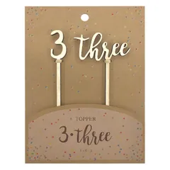 トッパー 3 three ケーキトッパー 3歳 数字 木 誕生日 （ ケーキ デコレーション バースデー 木製 記念日 フォトプロップス 撮影 写真 小道具 パーティー 誕生日会 ハッピーバースデー ）