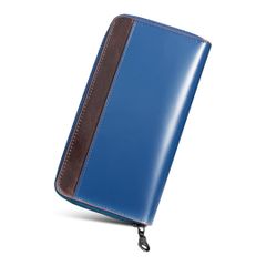 【新品未開封】財布 メンズ 栃木レザー 長財布 日本製 本革 大容量 YKKファスナー 縦型カード収納 一流の財布職人が作る カードたくさん入る ウォレット ギフトボックス 美しいパッケージと 贈り物に最適 (ブルー＋コーヒー) LL7180PSLLB