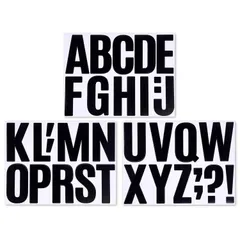 【在庫セール】アルファベット) ブラック ブラック (4インチ 3枚セット ホワイト 黒 白 防水 ナンバーシール文字シール 番号 ステッカー アルファベット 大きい シール 数字