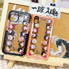 ハイキュー!!　複数機種あり　スマホケース（豆目）iPhoneX/iPhoneXR/iPhoneXS　オレンジ/黒色　月島蛍・及川徹・日向翔陽・影山飛雄・孤爪研磨・赤葦京治・宮侑・黒尾鉄郎・西谷夕