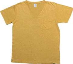 MADE IN USA製 Velva Sheen 胸ポケット付き霜降り半袖VネックTシャツ マスタード Mサイズ