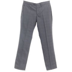 【中古】アーバンリサーチ URBAN RESEARCH ウールポリエステル ドレススラックス パンツ グレーxブルー【サイズＬ】【メンズ】
