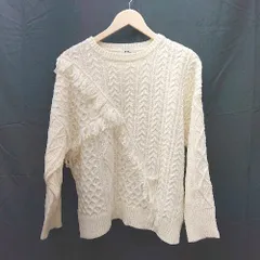 ◇ earth music&ecology クルーネック 編みニット 長袖 ニット サイズF アイボリー レディース E  【1303290015709】