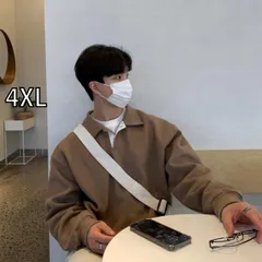 [4XL]秋冬 コーデ メンズ  服 シンプル ファッション オシャレ 大人 かっこいい 大きいサイズ ストリート 紳士服 ポロ カラー スウェットシャツ 長袖 T シャツ アメリカン ハイエンド コート ニット