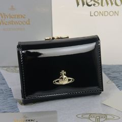 新品  美品 Vivienne Westwood ヴィヴィアンウエストウッド 財布  カード入れ　誕生日ギフト　光沢　ブラック牛革　小銭入れ　気質 レディース　可愛いウォレット 折りたたみ財布　13107　ブラック　三つ折りたたみ財布　ギフト