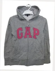 【送料無料（520円）】 GAP ギャップキッズ  厚手生地 ジップアップ パーカー ロゴ グレー 130サイズ /スウェット トレーナー ■管理番号L28008SSS24-240507-10(2)
