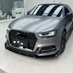 【送料無料】アウディA3 前リップ（14-20年モデル）S3スポーツバージョン四段式エアロパーツ【ABS素材】毛 ・光沢ブラック・カーボン調ZX03週末セール