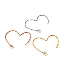 ピアス 金属アレルギー対応 ステンレス ハート型 ワイヤー シンプル キャッチレス 軽い 上品 女性 かわいい 片耳 1個