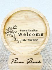 コースター　木　オリジナル　⑤welcome花のサムネイル